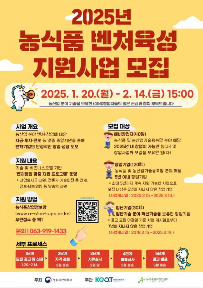 2025년 농식품 벤처육성 지원사업 모집 포스터(수정).JPG